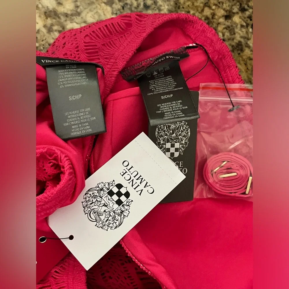 NWT Vince Camuto Crochet Bandini Top & Bikini Bottom Set